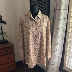 POL Floral Button Down Shirt - Cream and Red